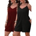thumbnail image 4 of Cuteduck Women's Plus-size Casual Summer Halter Rompers Shorts Jumpsuit with Pockets,2-Pieces,1X-4X, 4 of 5