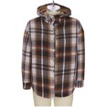 thumbnail image 5 of Womens Plaid Shacket Jacket Long Sleeve Button Down Fleece Hooded Jackets Lightweight Fall Winter Warm Coat Outerwear, 5 of 6