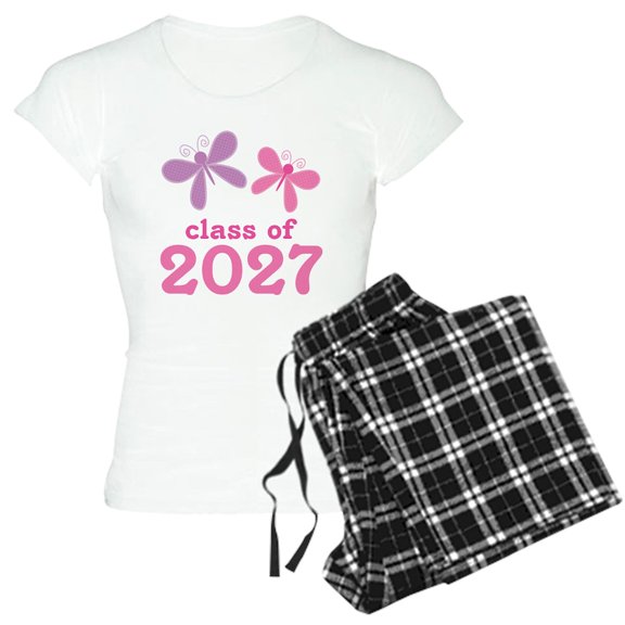 CafePress - Class Of 2027 Girls Graduation Women's Light Pajam - Women's Short Sleeve Print T-Shirt and Pants Light Cotton Pajama Set