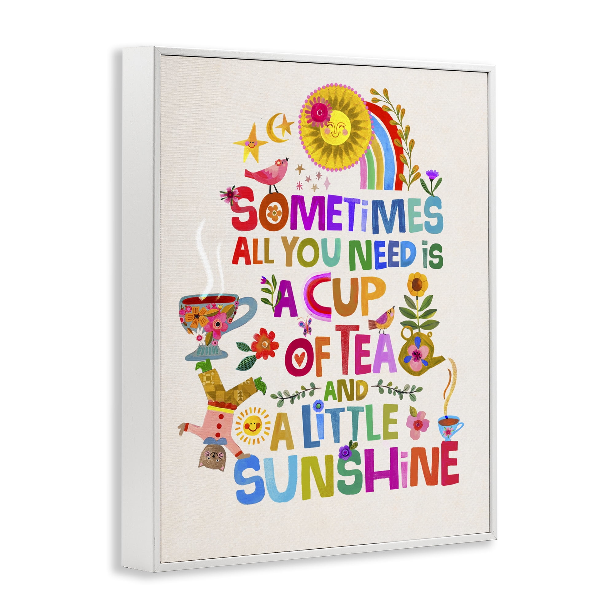 Stupell Industries Cup Of Tea & Sunshine White Framed Giclee Art, design by Katherine Herrell Studio