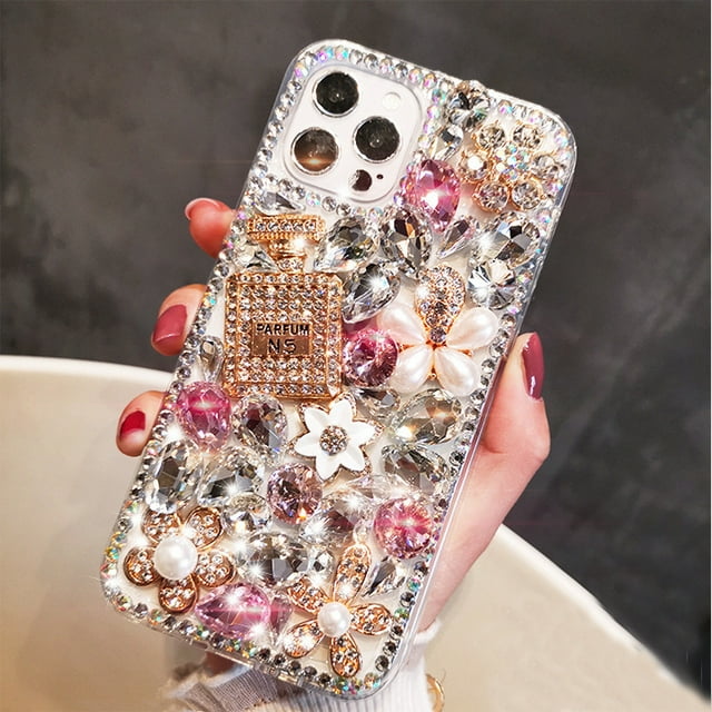 Étui pour iPhone, Étui iPhone, 3d Fait Main Strass Bling Diamants Luxe Étincelant Strass Étui Filles Femmes Cristaux Complets Bling Diamant Étui pour iPhone iPhone 13Pro Max