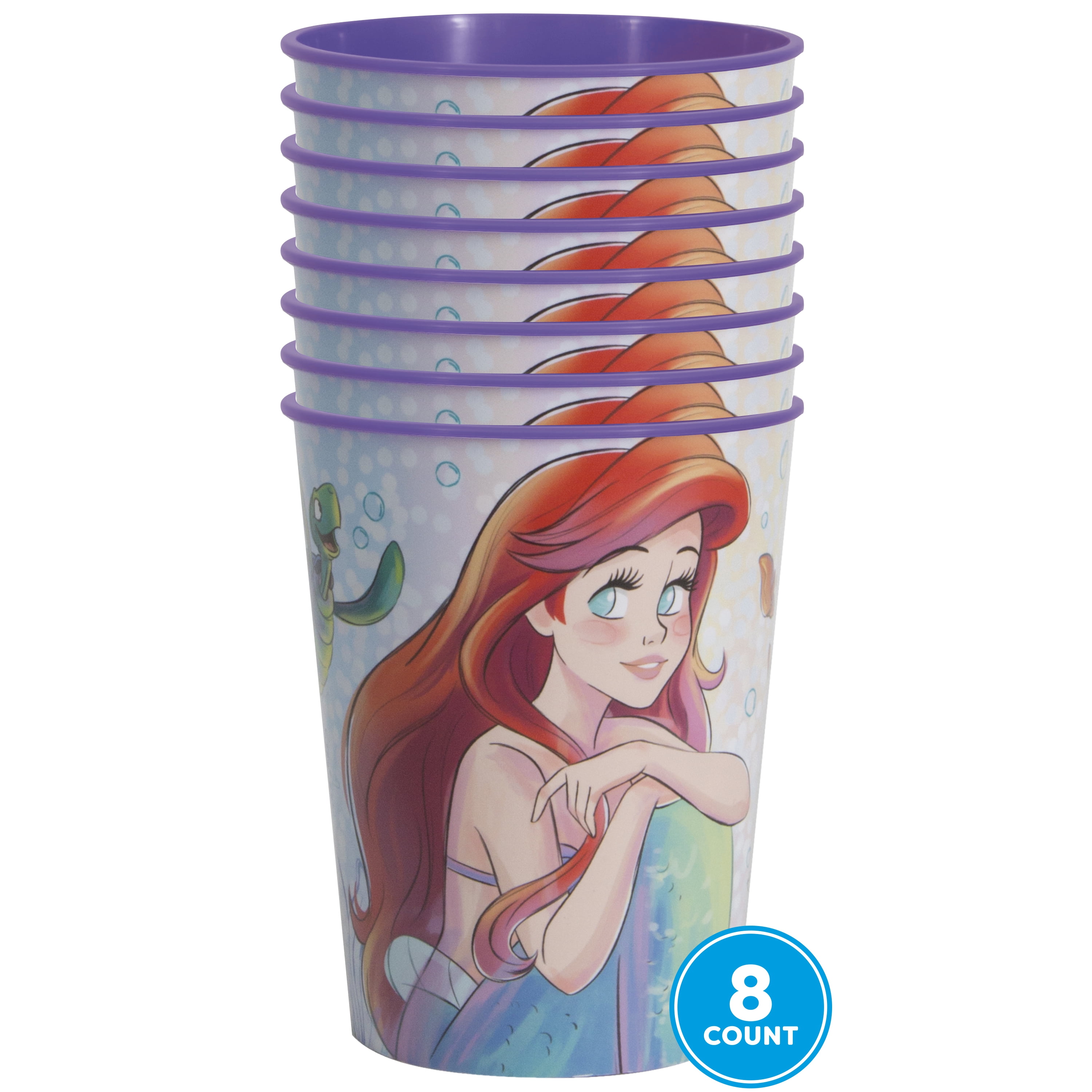 The Little Mermaid Plastic 16oz Cups, 8ct