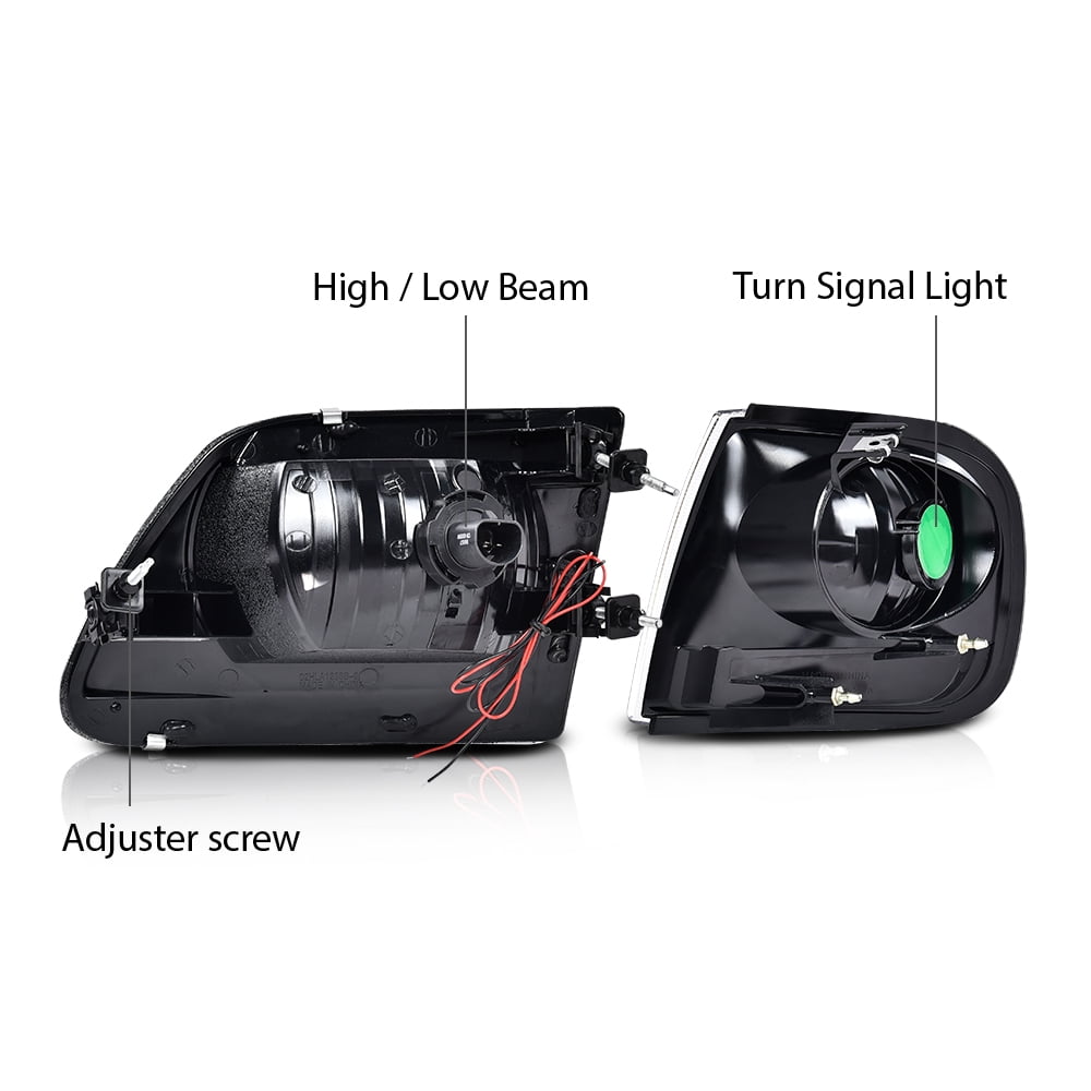 PIT66 LED DRL Headlights & Corner Lights Black Fit for F-150 Expedition 1997-2004