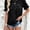 Black, variant on Women's Eyelet Babydoll Blouse Summer Ruffle Short Sleeve Crewneck Casual Top, L