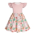 thumbnail image 5 of Favoffer Big Kid Girls Dress Spring Summer Easter Print Flutter Sleeve Crewneck Waist Casual Dress Cute Fashion Outfit Daily Home Outdoor Vacation Sizes 3-14Y, 5 of 6