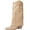 Beige, variant on Women's Studded Foldover Western Cowboy Boots | Square Toe Chunky Heel Knee High Boots for Concert Festival Night Out