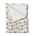 thumbnail image 2 of Oriental Soft Flannel Fleece Throw Blanket, Watercolor Style Interpretation of Camels with Ornamental Saddle and Cacti, Cozy Plush for Indoor and Outdoor Use, 50" x 70", Multicolor, by Ambesonne, 2 of 5
