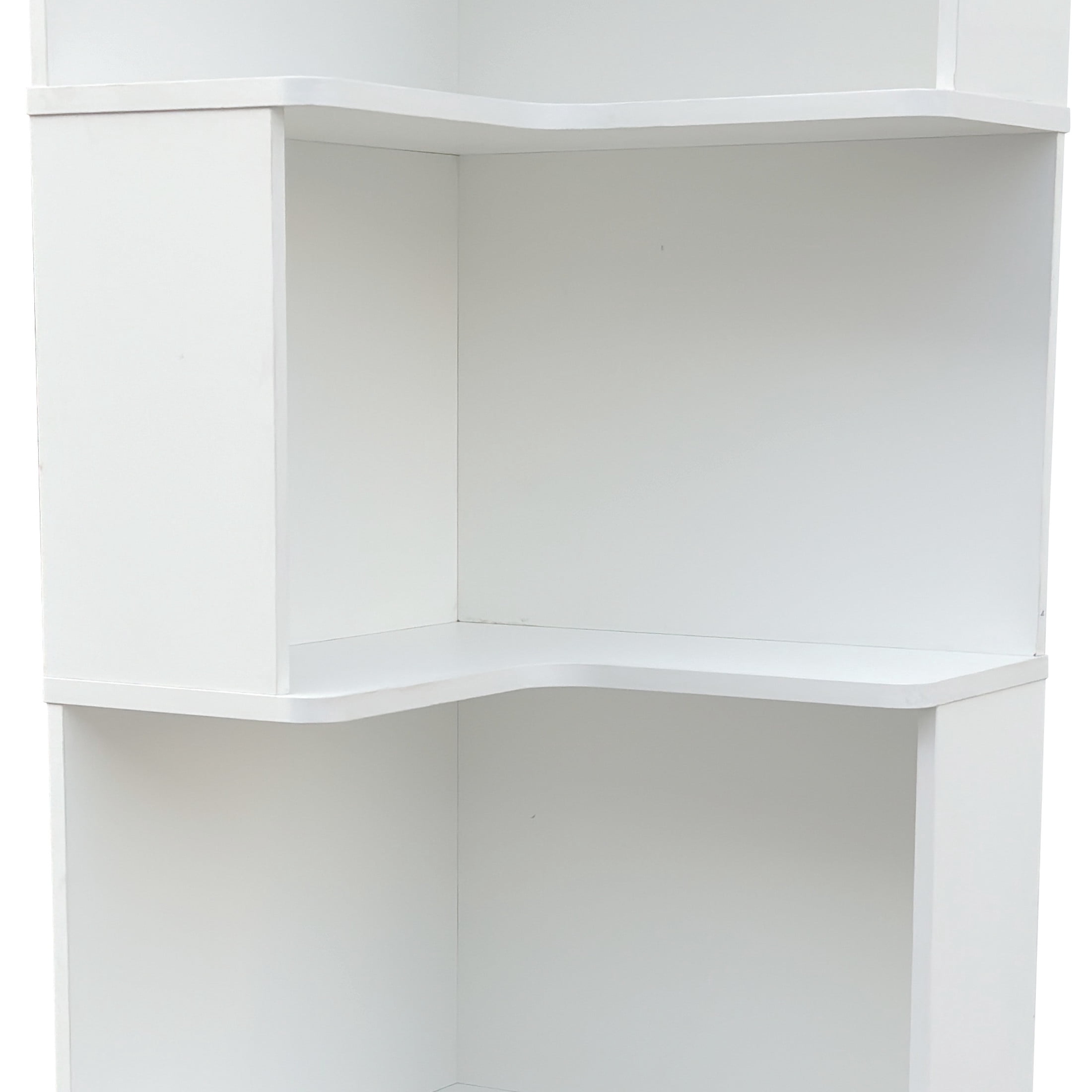 Noble House 4-Tier Corner Bookshelf with Drawers & LED Lights, Freestanding L-Shaped Display Shelf Stand, White