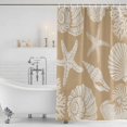 thumbnail image 2 of Shower Curtain Bathroom Set Summer Yellow Seashell Coral Starfish Waterproof Fabric Shower Curtains with Grommets&Hooks, Retro Marine Life Privacy Bath Curtain for Bathtub 60x72in, 2 of 9