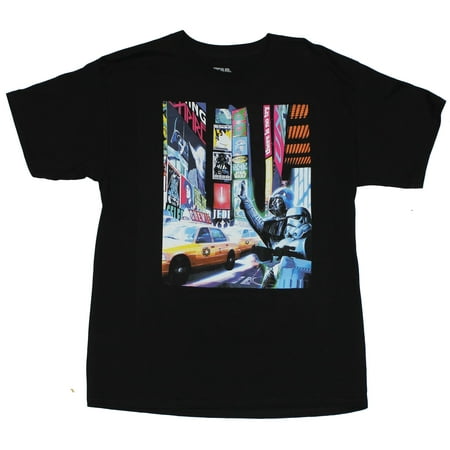 Star Wars Mens T-Shirt - Darth Vader Trying to Hail A Taxi in NY Times Square