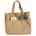 thumbnail image 4 of Tanyzvel Women's Corduroy Tote Bag, Casual Shoulder Purse with Front Pocket for Work & School, 4 of 5