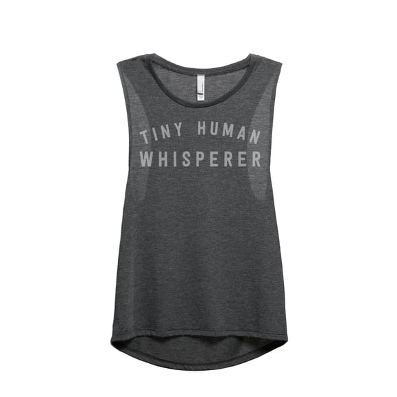 Thread Tank Tiny Human Whisperer Women's Fashion Sleeveless Muscle Tank Top Charcoal Small