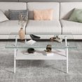 thumbnail image 2 of Rectangle Coffee Table with Tempered Glass top and Black MDF Shelf, Modern Table for Living Room, Gray Glass, 2 of 10