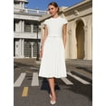 thumbnail image 2 of DARING DIVA Mock Neck Cap Sleeve Belted A-Line Dress XL White, 2 of 6