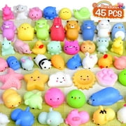 TURNADA 45Pcs Mochi Squishy Toys Mini Squishies Kawaii Animal Squishies Party Favors for Kids Cat Panda Unicorn Squishy Novelty Stress Relief Toys Birthday Gifts Goody Bags Class Prizes Pinata Fillers