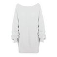 thumbnail image 5 of IROINNID Pullover Sweater for Women Casual One-shoulder Solid Knitted Woolen Sweater Trendy Loose Elegant Fall Winter Sweater,White, 5 of 5