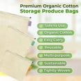 thumbnail image 4 of purifyou Premium Organic Cotton Storage Produce Bags - (Set of 9) 2x Extra Large, 5x Large, 2x Small Reusable Mesh Produce Bags, Raw & Unbleached, for Vegetable, Fruit, Food, Snack, Storage, 4 of 6