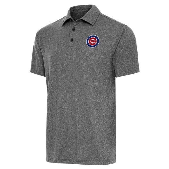 Men's Antigua  Heather Black Chicago Cubs Par Polo