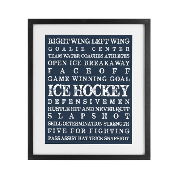 Stupell Industries Contemporary Ice Hockey Expressions Black Framed Print Under Glass, 13 x 16, by Melody Hogan