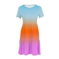 thumbnail image 4 of LOVZFMLL Robe T-Shirt d'Été Décontractée à Manches Courtes pour Femme, Mini-Robe à Étages avec Poches, Vert Menthe, P, 4 of 5