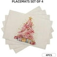 thumbnail image 2 of Christmas Placemats Set of 4, Pink Christmas Tree Bell Gift Place Mats Xmas Table Mat Placemat Heat Resistant Non Slip Line for Holiday Decor 18" x 12", 2 of 6