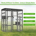 thumbnail image 2 of HighSound Catio Outdoor Cat Enclosure, Large Cat House for Mulitiple Cats Walk in Cat Cage with Weather Protection Asphalt Roof, Feral Cat Shelter with 6 Platforms & 2 Resting Box, 70"H, Grey, 2 of 8