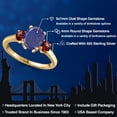 thumbnail image 2 of Gem Stone King 18K Yellow Gold Plated Silver Blue Lapis and Red Garnet Engagement Ring for Women | 2.74 Cttw | Oval 9X7MM | Gemstone Birthstone | Size 9, 2 of 6
