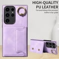 thumbnail image 3 of SaniMore for Samsung Galaxy S23 Ultra (6.8" 2023) Case, PU Leather Skin Shockproof Bumper Flip Purse RFID Blocking Metal Ring Stand Shell, Card Holder Cash Pocket Anti-drop Cover, Purple, 3 of 17