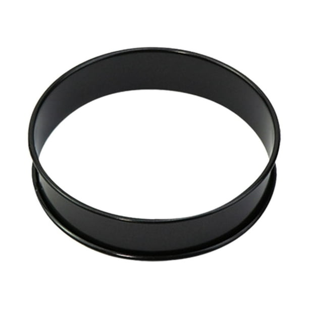 Cortador de galletas de acero inoxidable con forma de anillo para crumpet, herramienta para cortar fondant. negro 10cm