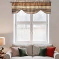 thumbnail image 2 of Farmhouse Beige Brown Tie Up Valance Curtains for Windows, Kitchen Curtains Window Treatments, Vintage Wooden Striped Short Window Shades Valances for Bedroom Bathroom Cafe 54"x18", 2 of 8