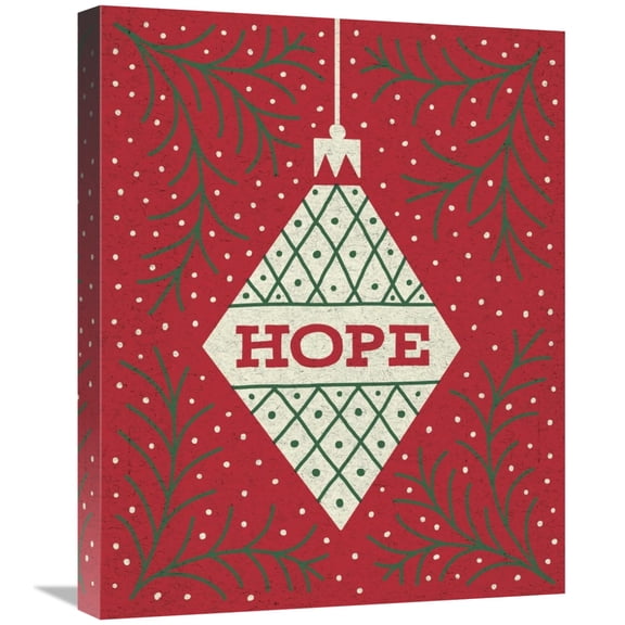 Global Gallery's 'Jolly Holiday Ornaments Hope' By Michael Mullan Stretched Canvas Wall Art