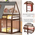 thumbnail image 5 of Bellemave Twin over Twin Bunk Bed with Ladder,Wood Floor House Bed with Window&Roof, for Teens Bedroom,Oak+Smoky Grey, 5 of 8