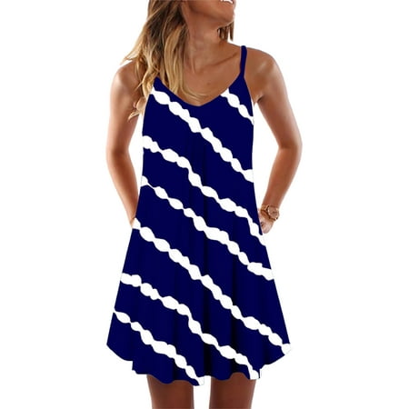 

Nightshirt for Women Ladies Summer Stripe Sleep Dress Casual Strappy Night Dress Pajamas Loungewear Nightwear