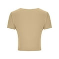 thumbnail image 6 of Blczomt Crop Casual Tops for Women Workout Short Sleeve Basic Tees Yellow Bow Tie Crew Neck Summer Going Out Blouses Women, 6 of 7