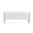 thumbnail image 3 of Elegant Long - shaped Storage Ottoman Bench of boucle material with Simple and Grand Design, White, 3 of 6