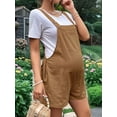thumbnail image 3 of Women'S Summer Casual Bib Short Overalls Loose Linen Jumpsuit Beach Outfits Travel Vacation Clothes Brown XL, 3 of 6