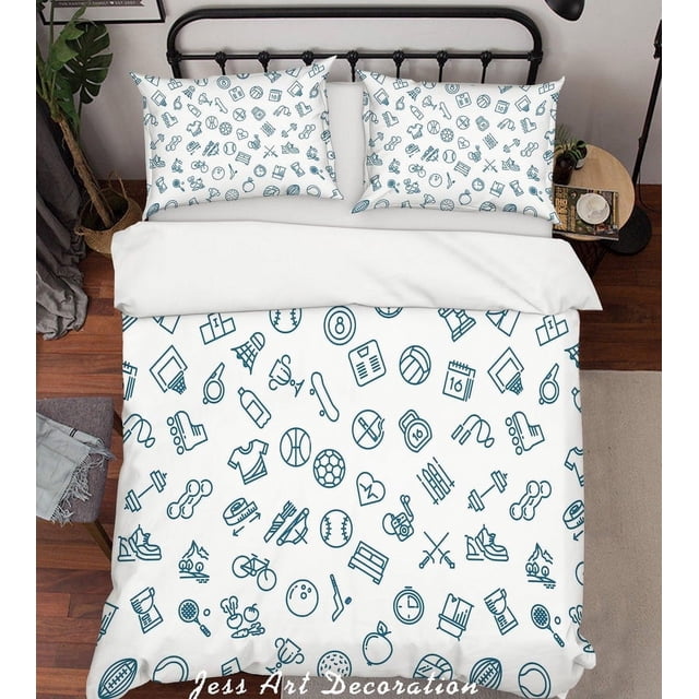 Ensemble de Housse de Couette Sports Planche à Roulettes 3D Blanc Taies d'Oreiller 56