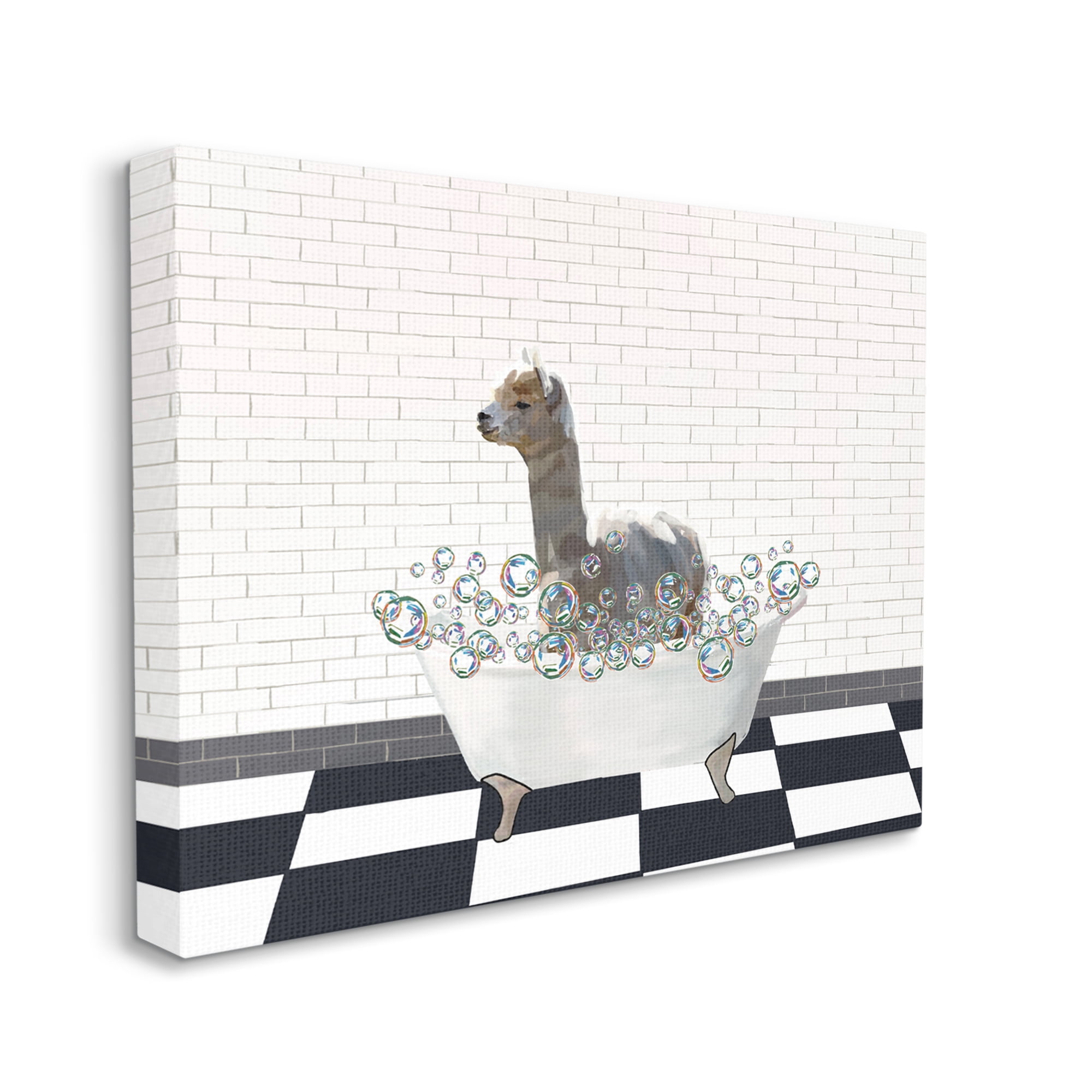 Stupell Industries Llama Bathroom Tub Animals & Insects Painting Gallery Wrapped Canvas Print Wall Art, 48 x 36