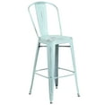 thumbnail image 3 of Flash Furniture Commercial Grade 30" High Distressed Green-Blue Metal Indoor-Outdoor Barstool with Back, 3 of 13