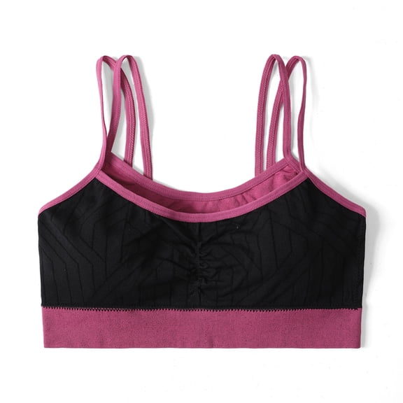 PNTUTB Women's Color-Blocked Sports Bra with Double Thin Straps Shock-Absorbing Wire-Free,Stretchy Comfort Fitness Workout Yoga Sports Bra