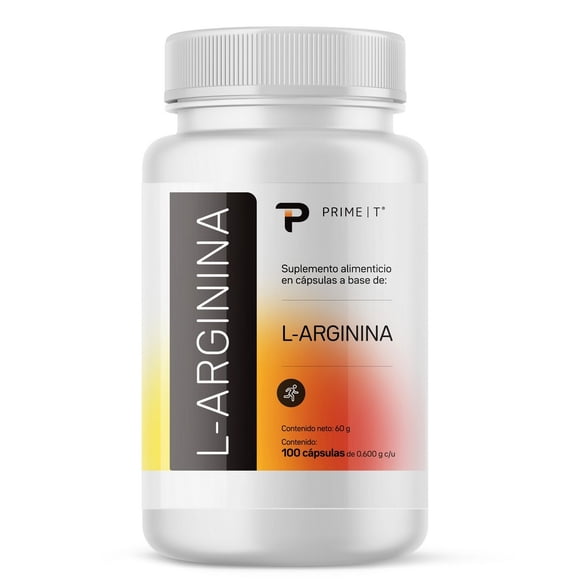 Primetech L-Arginina 500mg, Cápsulas que se convierten en óxido nítrico para mejorar el flujo sanguíneo