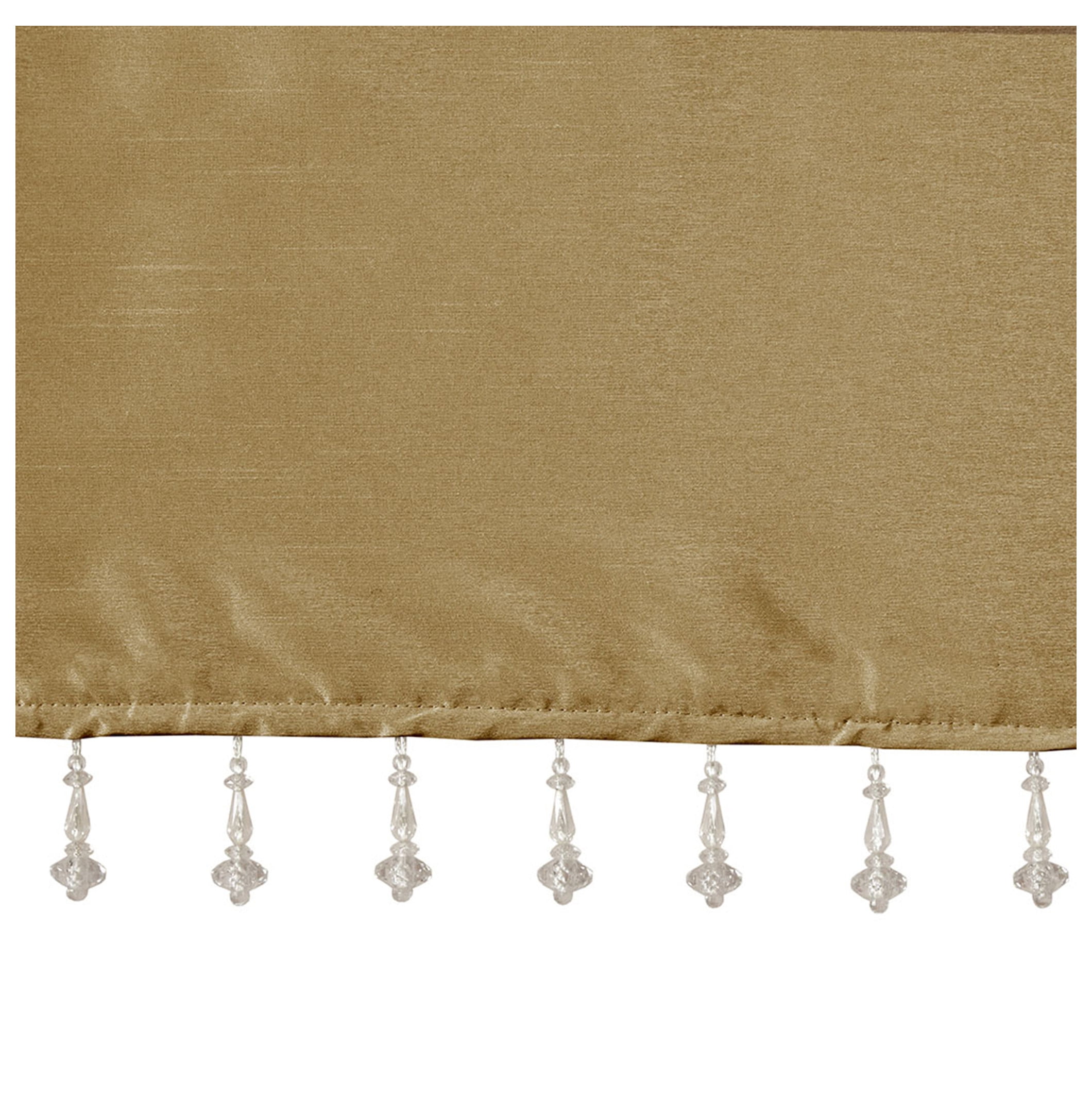 Lightweight Faux Silk Valance With Beads Bronze 50x26"