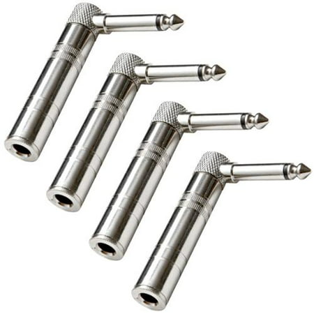 Seismic Audio - (4 Pack) Right Angle Guitar Cable Adapter 1/4" - Connector End - SAPT61-4Pack
