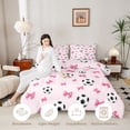 thumbnail image 4 of Meiyoeat Cute Soccer Ball Queen Comforter Set 3 Pieces, Pink Bow Print Comforter Sets Queen for Bedroom,Pink Reversible, 4 of 6