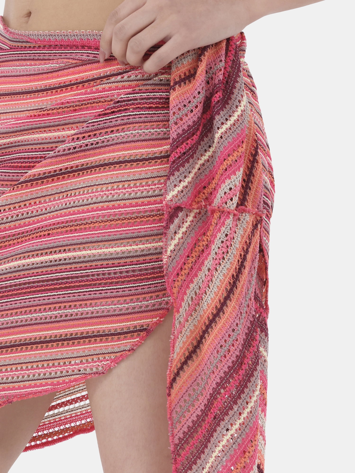 No Boundaries Women's Polyester Stripe Pareos, One Size, Pink Multi