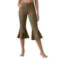 thumbnail image 1 of Miqool Womens Flare Capri Leggings High Waisted Tummy Control Yoga Pants Casual Ruffle Bell Bottom Capris Pants with Pockets, 1 of 9
