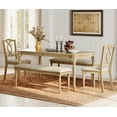 thumbnail image 3 of 5 Piece Dining Table Set for 6-8 People - Includes One Dining Table, 2 Upholstered Benches, 2 Cross Back Dining Chairs, Rustic Dining Set for Kitchen, Oak, 3 of 10