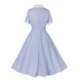 thumbnail image 5 of Gnshining Summer Mini Dresses for Women Solid Color Formal Dress V-Neck Wedding Guest Dress Ruffle A-Line Dress Short Sleeve Party Dress Vintage Going Out Dress, 5 of 9