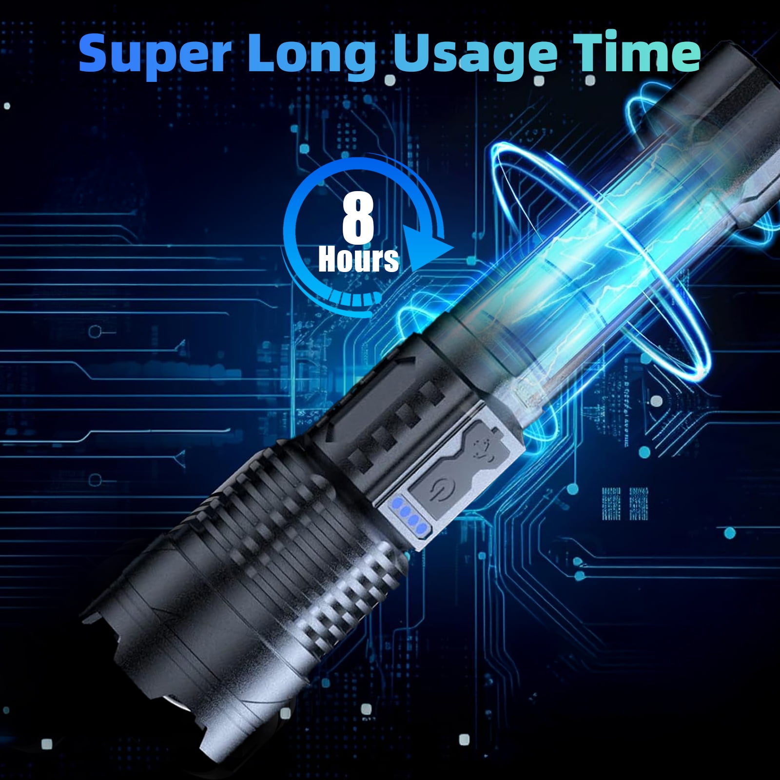 990000 Lumen Rechargeable LED Flashlight, Zoomable Flashlight with 7 Modes Camping Hiking Emergencies