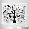thumbnail image 1 of Black White Tapestry, Tree with Swirling Branches Flowers Birds and a Bird Cage, Fabric Wall Hanging Decor for Bedroom Living Room Dorm, 5 Sizes, Black and White, by Ambesonne, 1 of 1